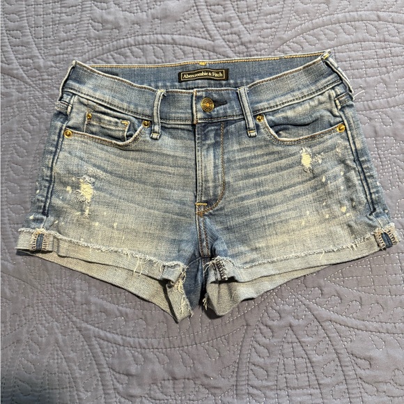 Abercrombie & Fitch Pants - Abercrombie & Fitch Light Blue Distressed Jean Shorts